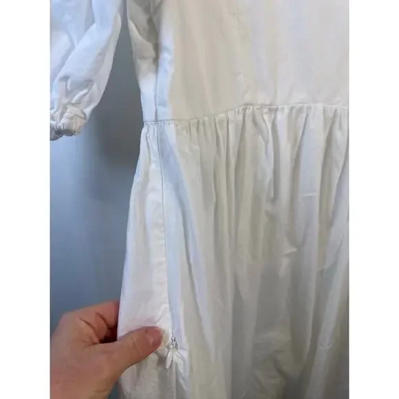 For Love & Lemons Jocelyn Midi Organic Cotton Midi Dress in White, Medium - Picture 7 of 8